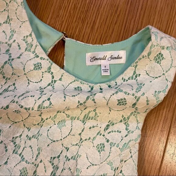 Emerald Sundae Junior’s Mint Seafoam Lace Dress - Picture 6 of 13